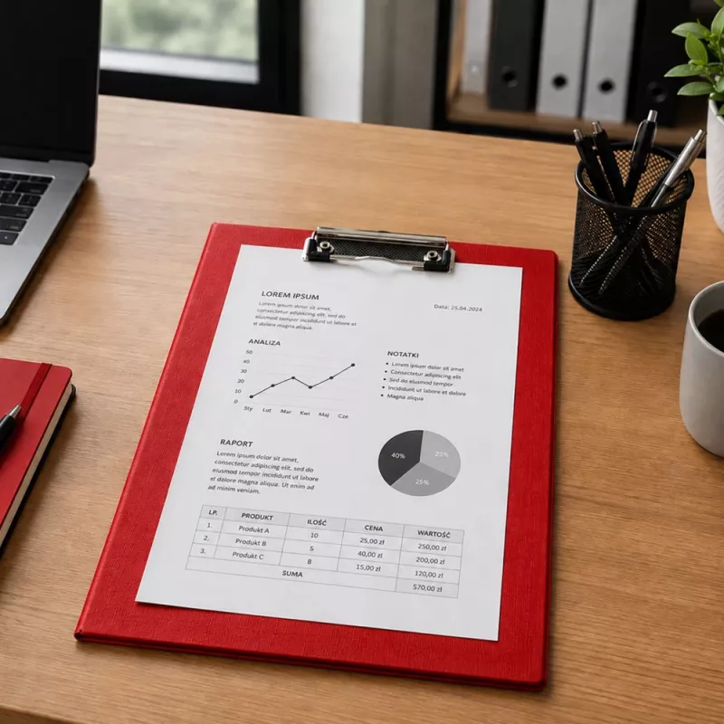 LEAN Portablocco con clip in metallo per scrivere A4 rosso