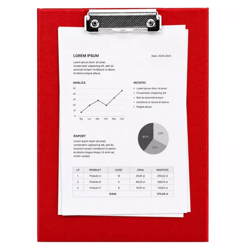 LEAN Portablocco con clip in metallo per scrivere A4 rosso