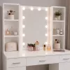 LEAN toeletta cosmetico con specchio LED, cassetti e armadietto, bianco, 141x114x39 cm
