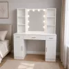 LEAN toeletta cosmetico con specchio LED, cassetti e armadietto, bianco, 141x114x39 cm