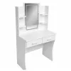 LEAN tavolo da trucco con specchio LED, ripiani, cassetti, bianco 140x80x40 cm