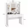 LEAN tavolo da trucco con specchio LED, ripiani, cassetti, bianco 140x80x40 cm