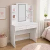 LEAN tavolo da trucco con specchio LED, ripiani, cassetti, bianco 140x80x40 cm