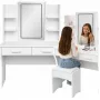 LEAN tavolo da trucco con specchio LED, ripiani, cassetti, bianco 140x80x40 cm