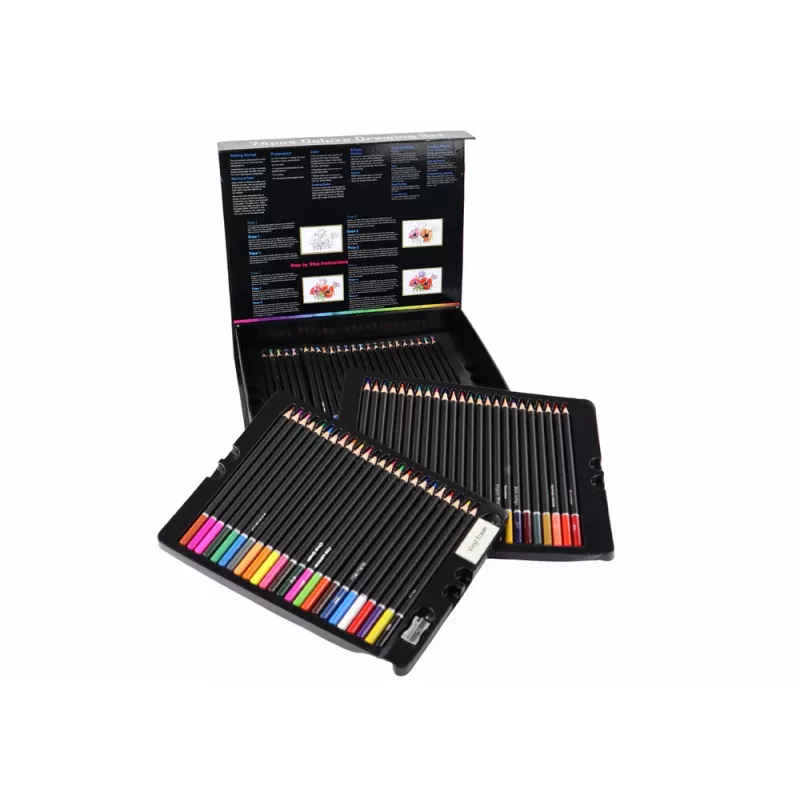 LEAN Set da disegno, matite colorate in una scatola, 74 pz. XXL