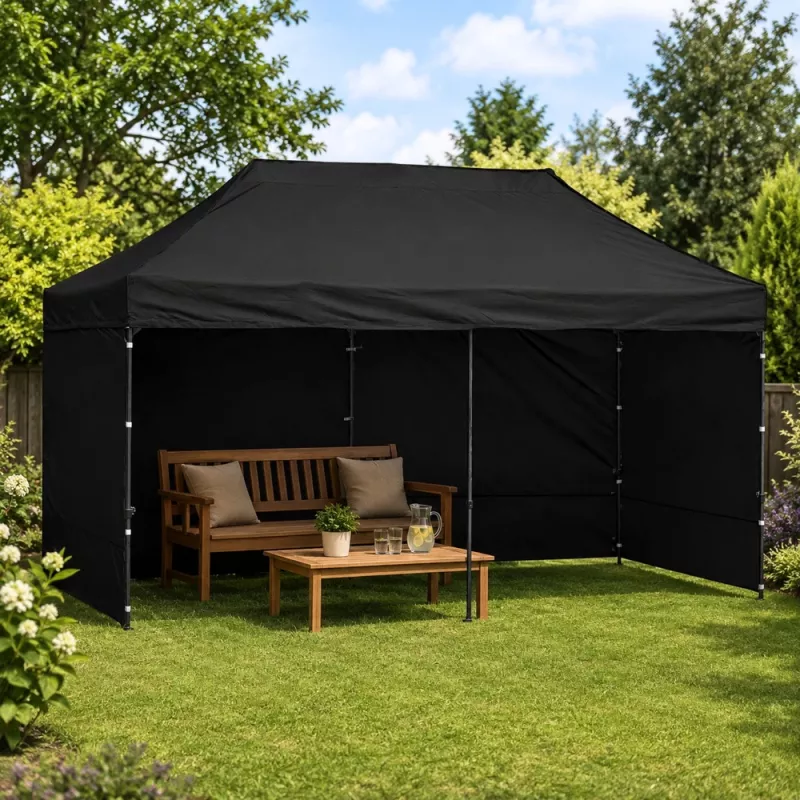 LEAN Express Gazebo da giardino padiglione commerciale catering nero 3x6 m