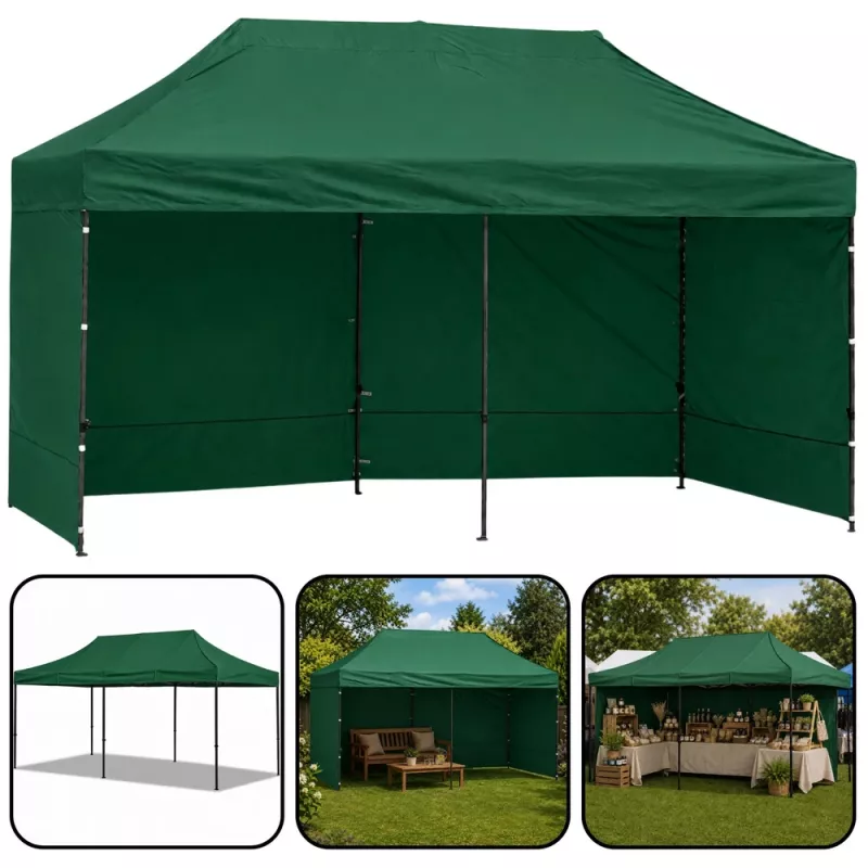 LEAN Express Gazebo da giardino padiglione commerciale catering verde 3x6 m
