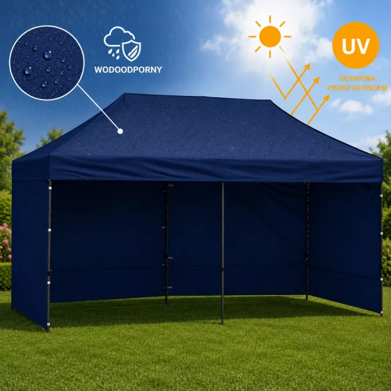 LEAN Express Gazebo da giardino padiglione commerciale catering blu navy 3x6 m