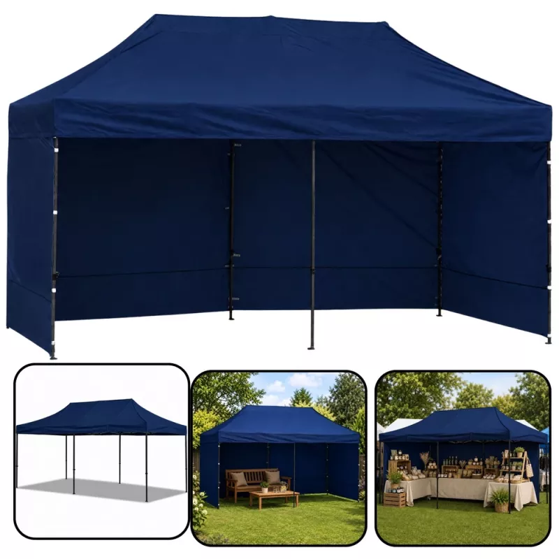 LEAN Express Gazebo da giardino padiglione commerciale catering blu navy 3x6 m