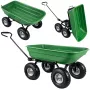 LEAN Carrello da trasporto da giardino con cassone ribaltabile rimovibile verde 120 kg