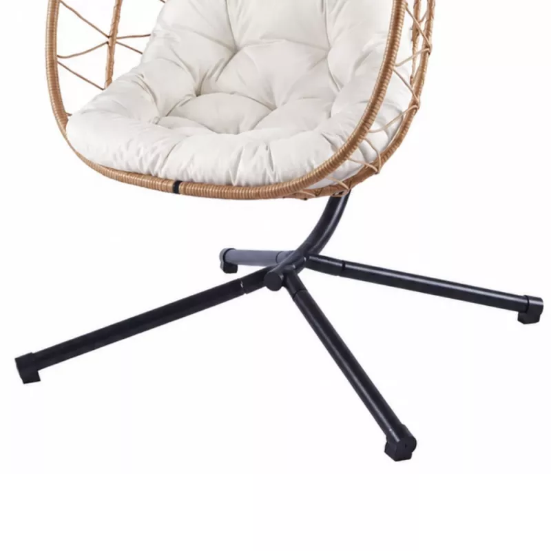 LEAN Sedia a dondolo sospesa da giardino cocoon con cuscino struttura marrone