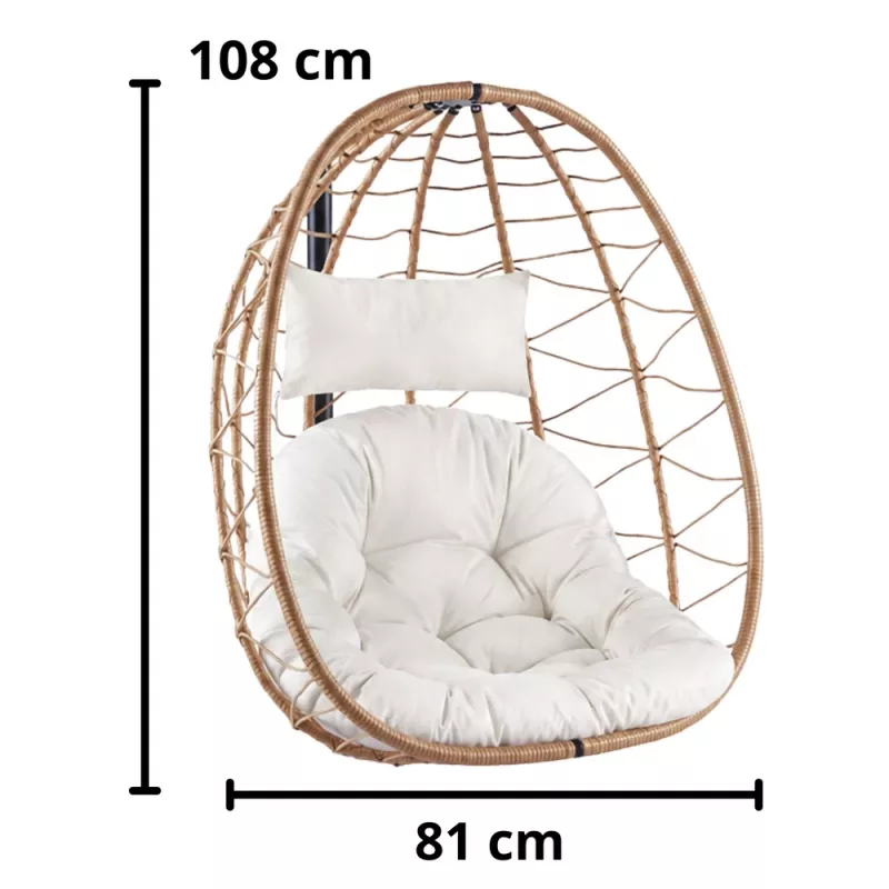 LEAN Sedia a dondolo sospesa da giardino cocoon con cuscino struttura marrone