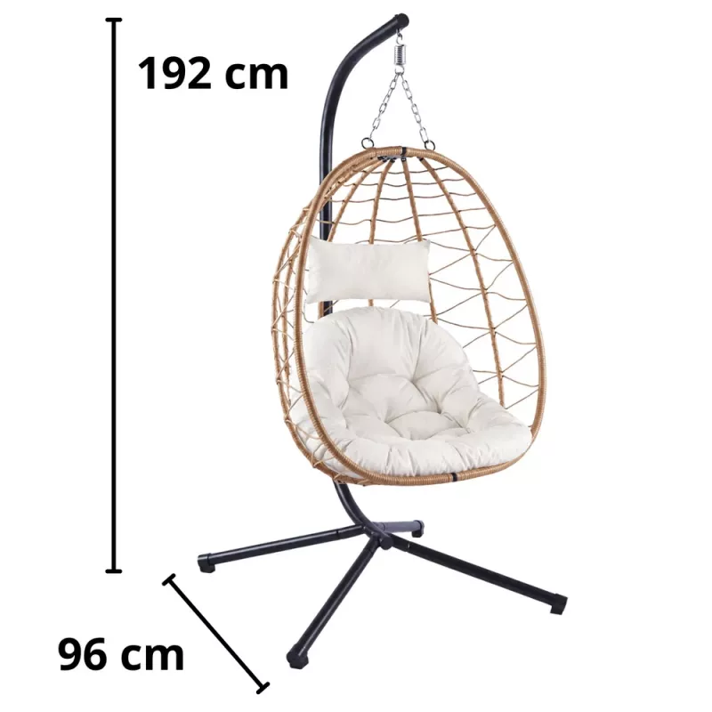 LEAN Sedia a dondolo sospesa da giardino cocoon con cuscino struttura marrone