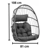 LEAN Sedia a dondolo sospesa da giardino cocoon con cuscino struttura grigia
