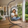 LEAN Sedia a dondolo sospesa da giardino cocoon con cuscino struttura grigia