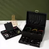 LEAN scatola organizer per gioielli con cassetto e chiave, velluto nero