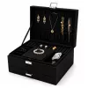 LEAN scatola organizer per gioielli con cassetto e chiave, velluto nero