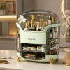 LEAN Grande organizer cosmetico con 2 livelli, 3 cassetti e coperchio trasparente, verde