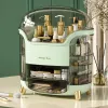 LEAN Grande organizer cosmetico con 2 livelli, 3 cassetti e coperchio trasparente, verde
