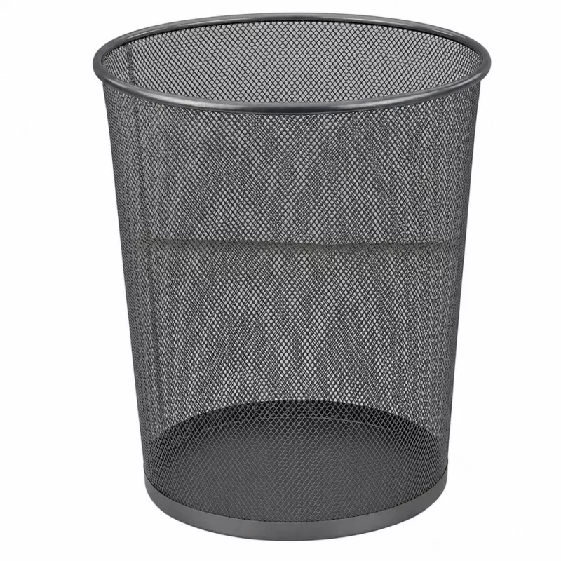 LEAN cestino per ufficio in metallo intrecciato rotondo argento 19 L