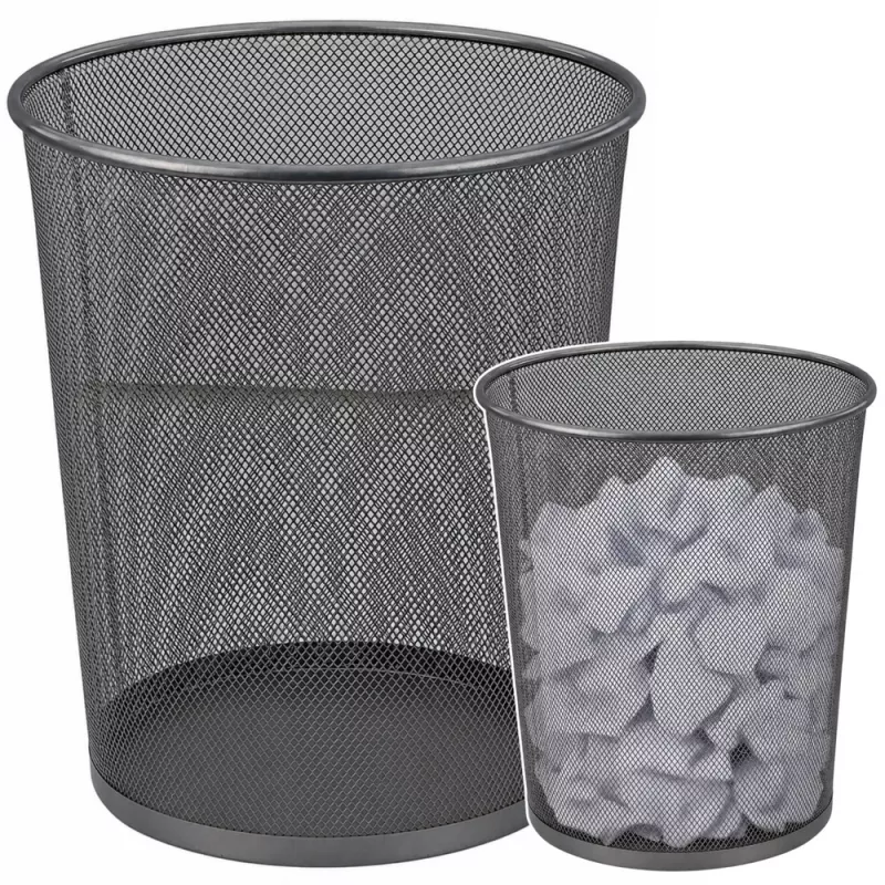 LEAN cestino per ufficio in metallo intrecciato rotondo argento 19 L