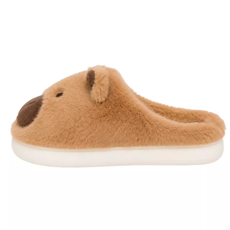 LEAN Pantofole capybara in peluche con orecchie calde morbide beige taglia 34-35
