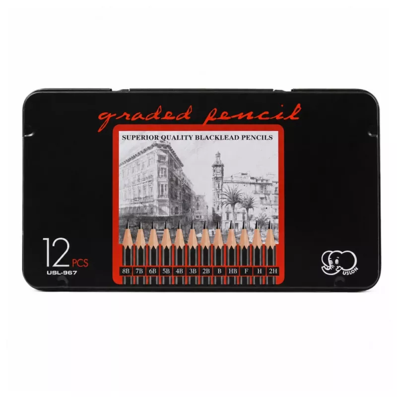 LEAN Professional Set di matite da schizzo in scatola metallica 12 pz.