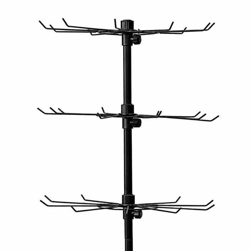 LEAN Espositore rotante a 4 livelli su ruote, nero, 40x150 cm, rotazione 360°