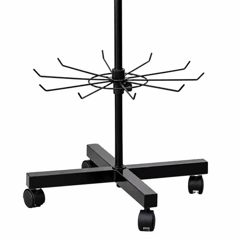LEAN Espositore girevole a 6 ripiani su ruote nero 40x150cm