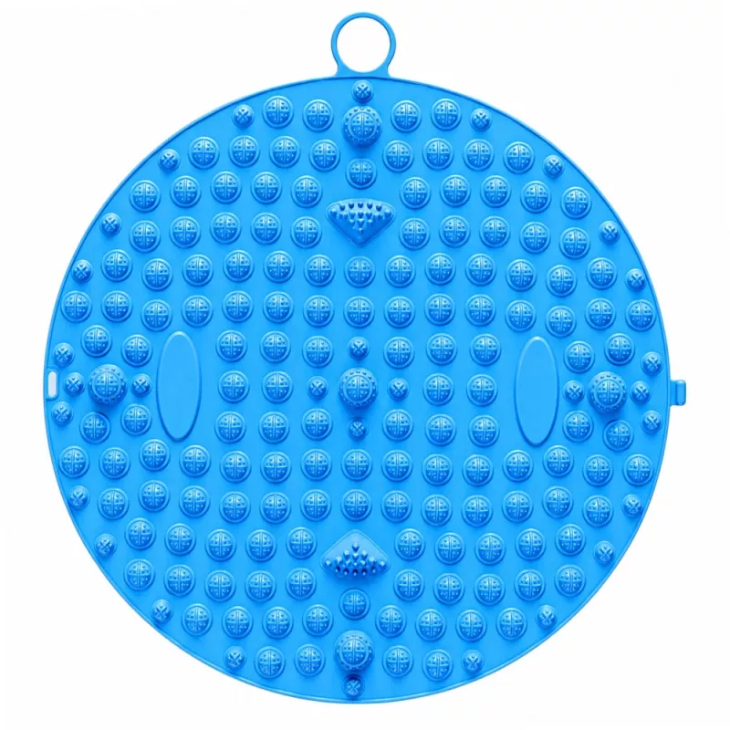 LEAN Tappetino massaggiante plantare rotondo con acupressione e rilievi, blu, 33 cm