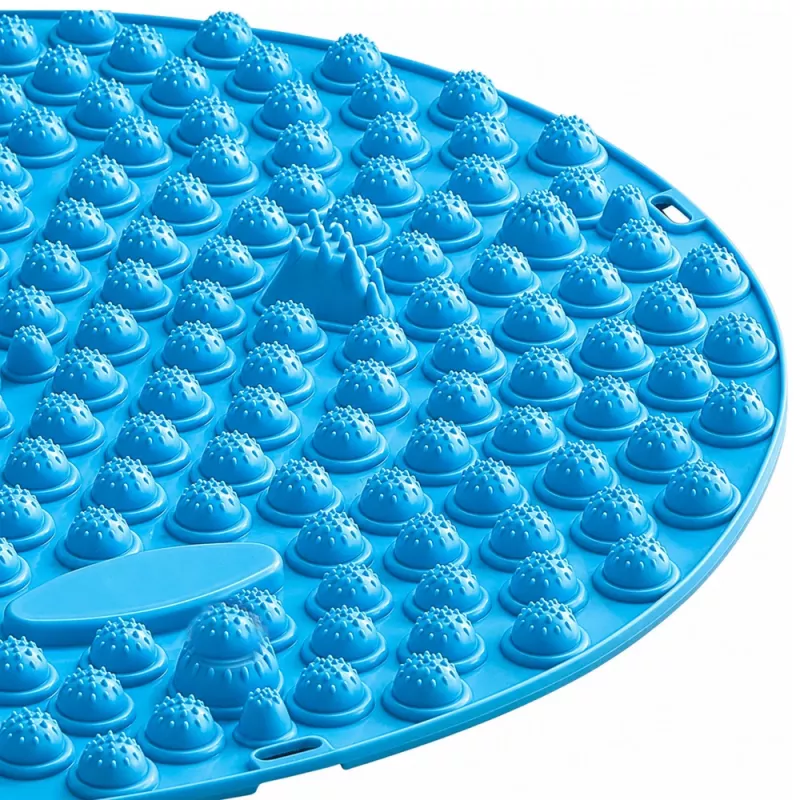 LEAN Tappetino massaggiante plantare rotondo con acupressione e rilievi, blu, 33 cm