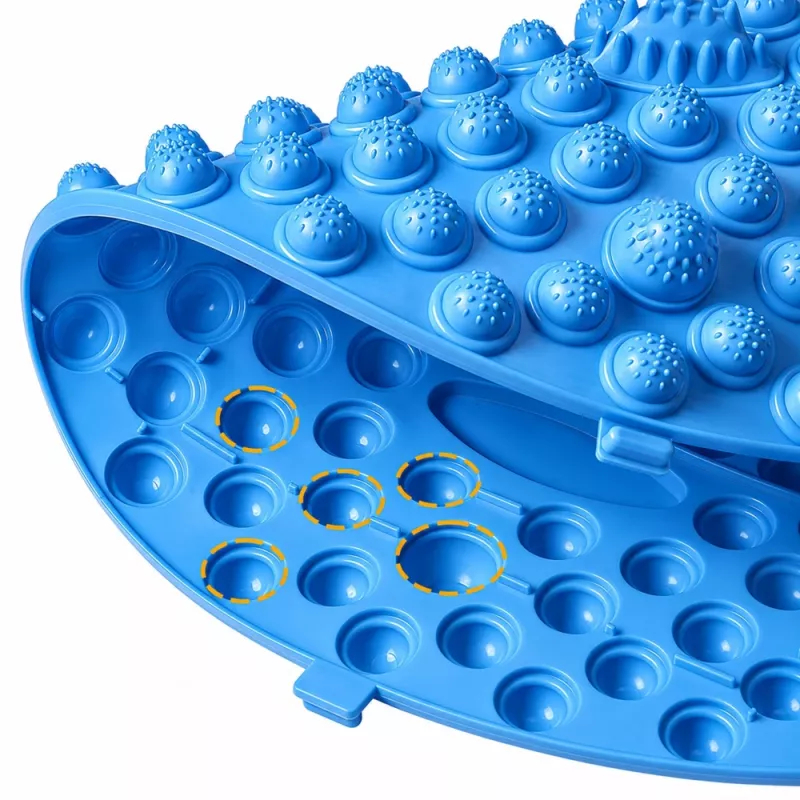 LEAN Tappetino massaggiante plantare rotondo con acupressione e rilievi, blu, 33 cm