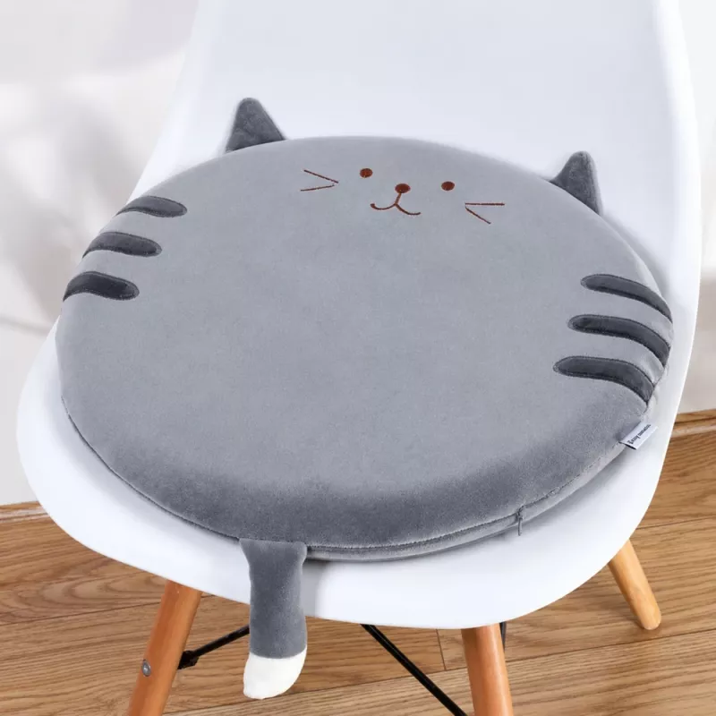 LEAN cuscino rotondo in peluche per sedia gatto grigio seduta morbida 40 cm