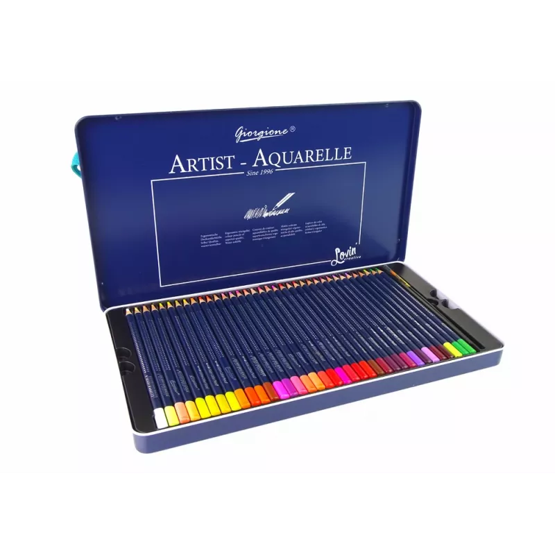 LEAN Set di 36 matite acquerellabili in contenitore metallico