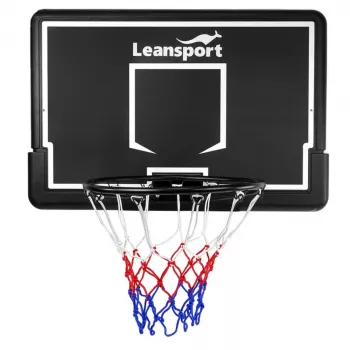 LEAN SPORT 30566 Canestro da basket con tabellone - tabellone in policarbonato 90cm, montaggio a parete, nero/rosso