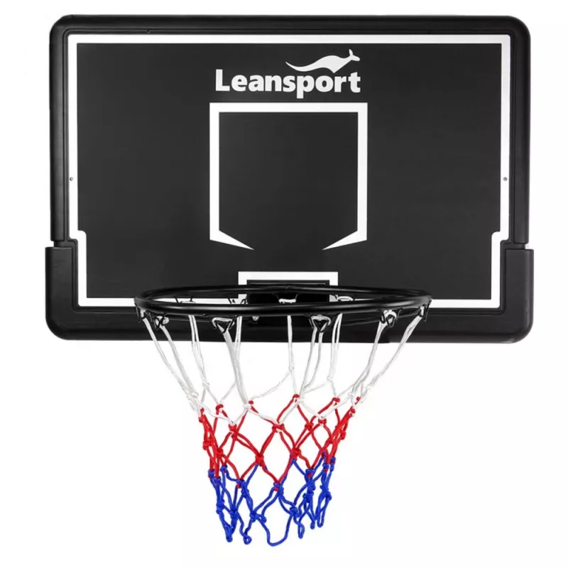 LEAN SPORT 30566 Canestro da basket con tabellone - tabellone in policarbonato 90cm, montaggio a parete, nero/rosso