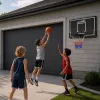 LEAN SPORT 30566 Canestro da basket con tabellone - tabellone in policarbonato 90cm, montaggio a parete, nero/rosso