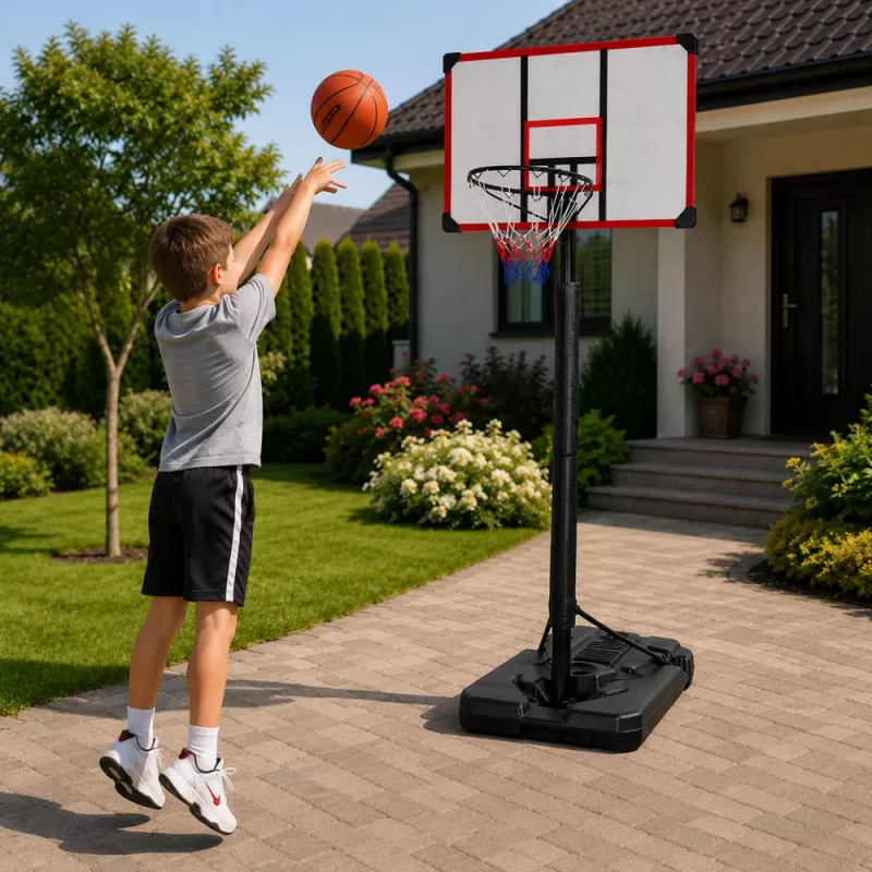 LEAN SPORT canestro da basket con supporto mobile regolabile 200-305cm