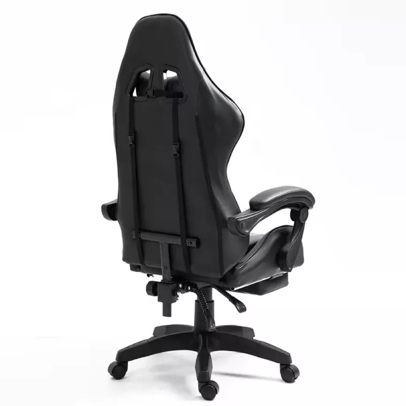 LEAN Sedia da ufficio girevole e gaming con poggiapiedi e cuscini, nero