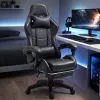 LEAN Sedia da ufficio girevole e gaming con poggiapiedi e cuscini, nero