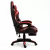 LEAN Sedia da ufficio girevole e gaming con poggiapiedi e cuscini, nero e rosso