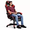 LEAN Sedia da ufficio girevole e gaming con poggiapiedi e cuscini, nero e rosso