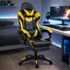 LEAN Sedia da ufficio girevole e gaming con poggiapiedi e cuscini, nero e giallo