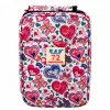 LEAN Astuccio con tre scomparti, libro da colorare con fiori, temperino, gomma, matite colorate - 72 pezzi
