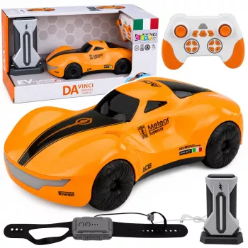 LEAN TOYS auto RC drift 1:16 2,4 GHz 4WD con effetto fumo, luci LED e suono, arancione