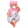 LEAN TOYS 24440 bambola neonata con cappello, maglione e ciuccio, effetti sonori (35 cm)