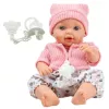 LEAN TOYS 24440 bambola neonata con cappello, maglione e ciuccio, effetti sonori (35 cm)
