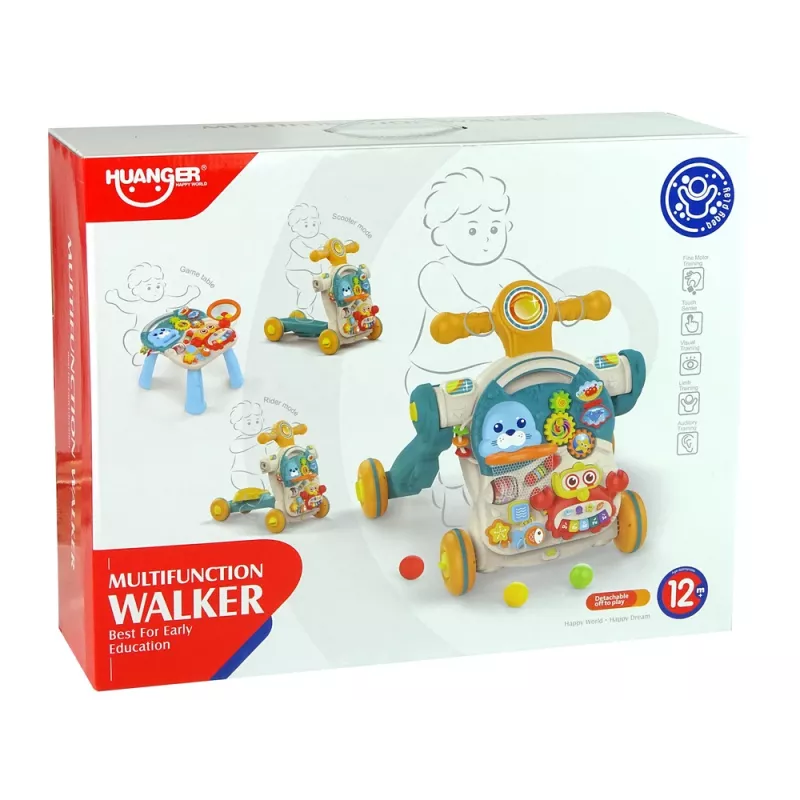 LEAN TOYS 4in1 buggy-tavolo didattico-girello-bicicletta per neonati blu