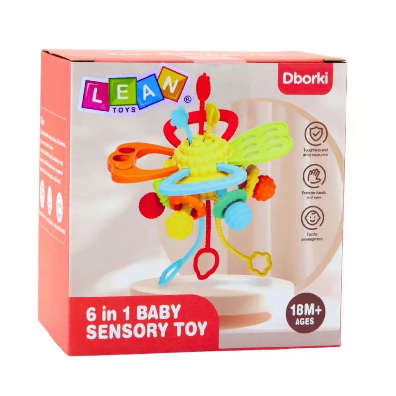 LEAN TOYS Gioco sensoriale 6-in-1 dentaruolo corde da tirare Pop-It colorato