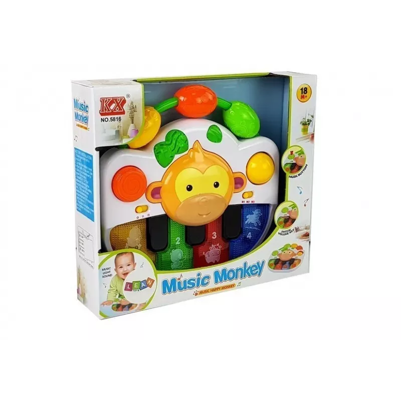 LEAN TOYS pianoforte con scimmietta per neonati - suono e luce